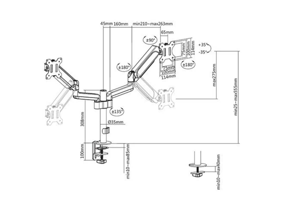 Buy Skill Tech SH48 Dual Monitor Arm – Gas Spring | in Qatar