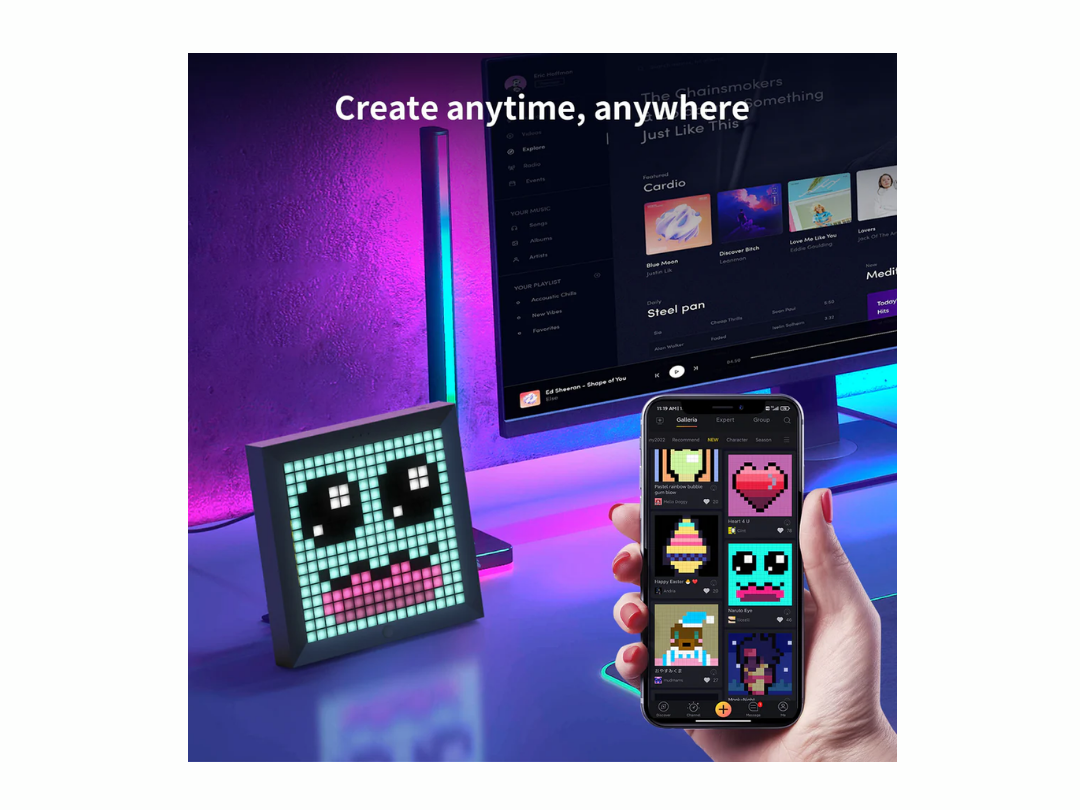 Divoom Pixoo 16x16 Pixel Art LED Frame Display Gaming Room Decor Divoom Pixoo 16x16 Pixel Art LED Frame Display Gaming Room Decor
