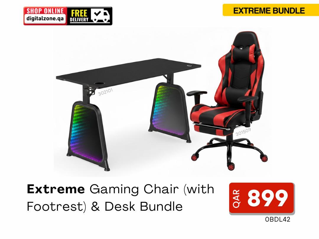 Extreme Gaming Chair (with Footrest) & Desk Bundle