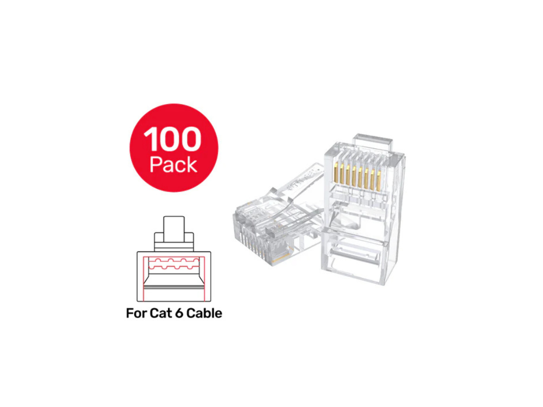 Unitek Cat 6 RJ45 Modular Plugs Y-OT19TP - 100 Pack, Gold-Plated