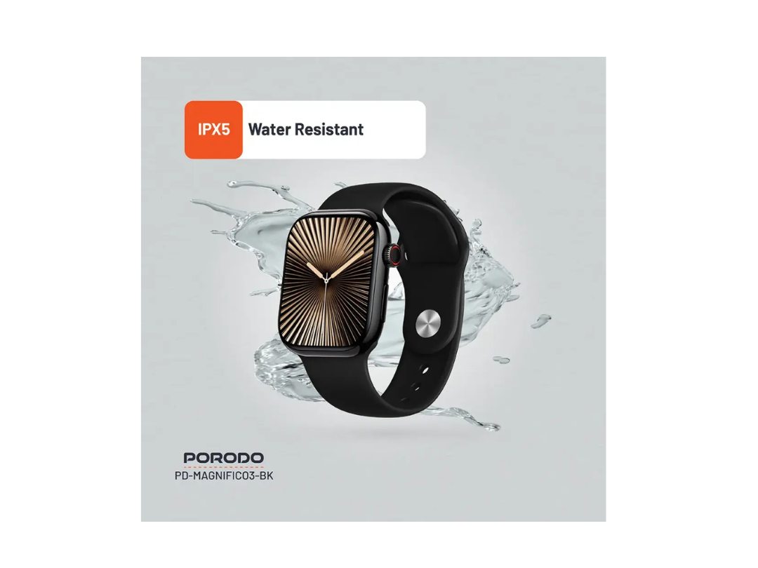 Porodo Magnifico 3 Smart Watch - Black | Bluetooth & Fitness Tracking