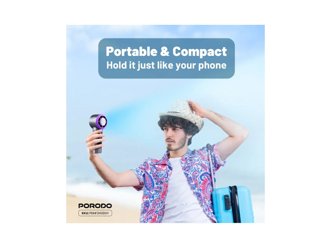 Buy Porodo Frostwave Portable Cooling Fan – Gray | in Qatar 