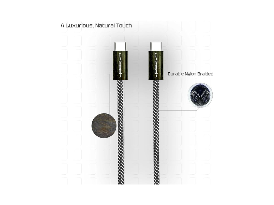 Buy URTECH 100W USB-C Wood Grain Cable | Fast PD Charging |in Qatar