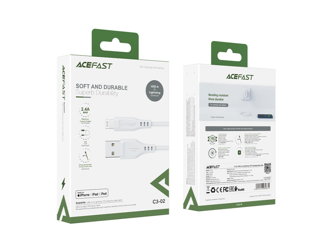 ACEFAST C3-02 USB-A to Lightning Charging Cable - MFI Certified, 1.2m