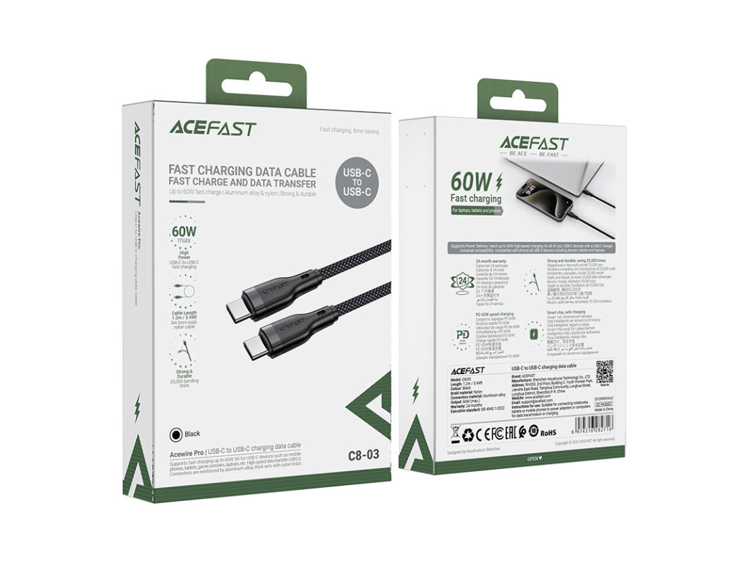 ACEFAST C8-03 USB-C to USB-C 60W Charging Data Cable, 1.2m