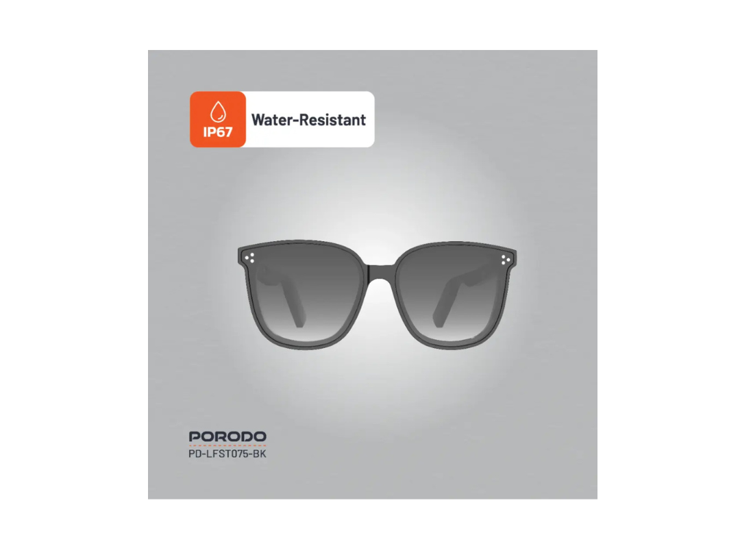 Porodo Polarized Sunglasses with Bluetooth Speaker – Black