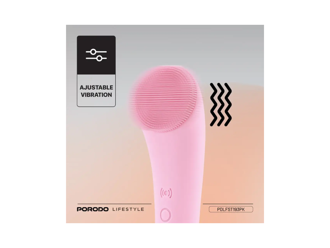 Buy Porodo Sonic Vibration Facial Cleansing Brush – Pink | in Qatar 
