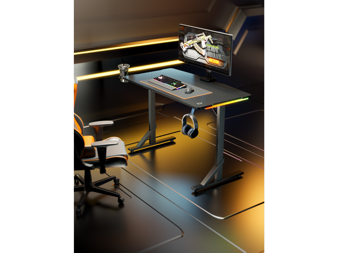 Lumi GMD11E-1 Heavy-Duty RGB Gaming Desk | 100 kg Support | Qatar