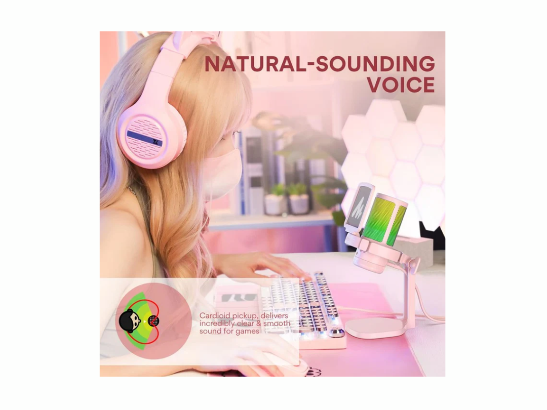 Maonocaster DGM20 GamerWave USB Gaming Microphone with Noise Cancellation - Pink Maonocaster DGM20 GamerWave USB Gaming Microphone with Noise Cancellation - Pink