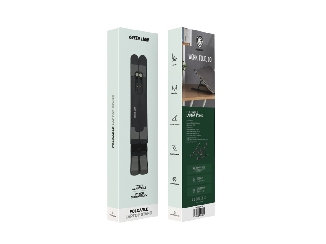 Green Lion Foldable Laptop Stand 7 Tilts – Black | Qatar