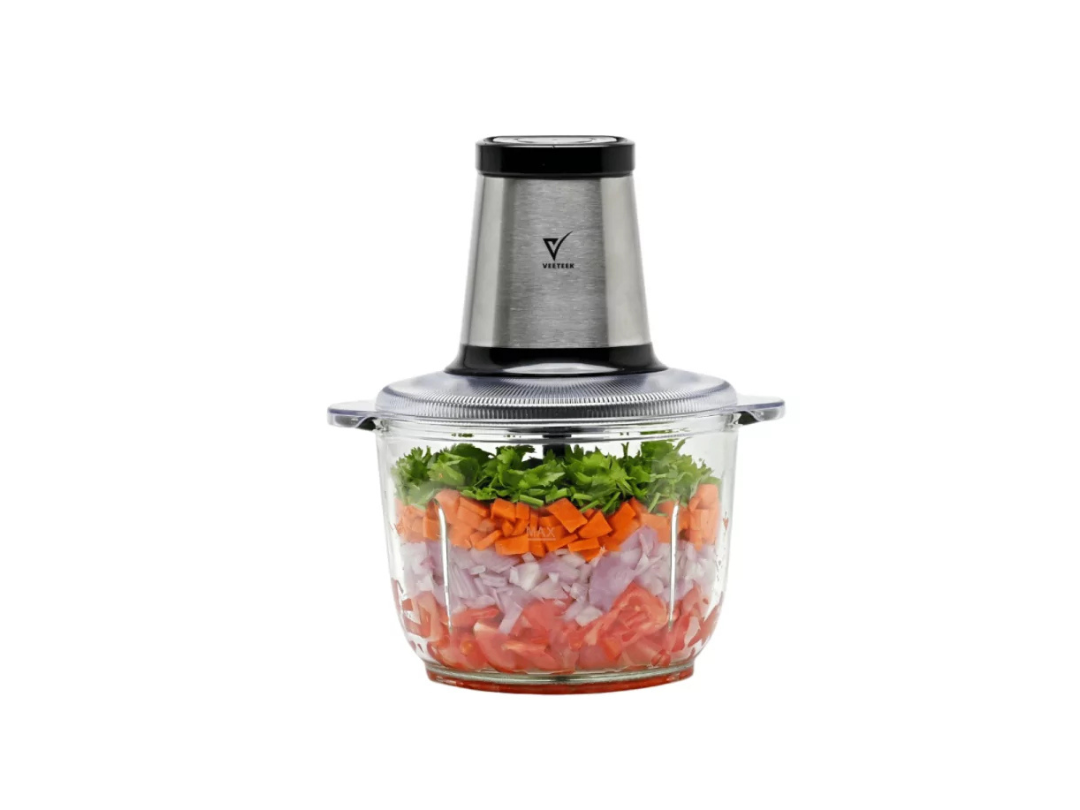 VEETEEK Mini Chopper 2L, Glass Bowl, Stainless Steel | Qatar 