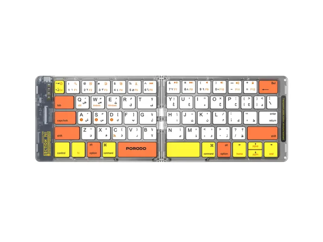 Porodo Crystal Shell Wireless Folding Bluetooth Keyboard | Qatar Delivery