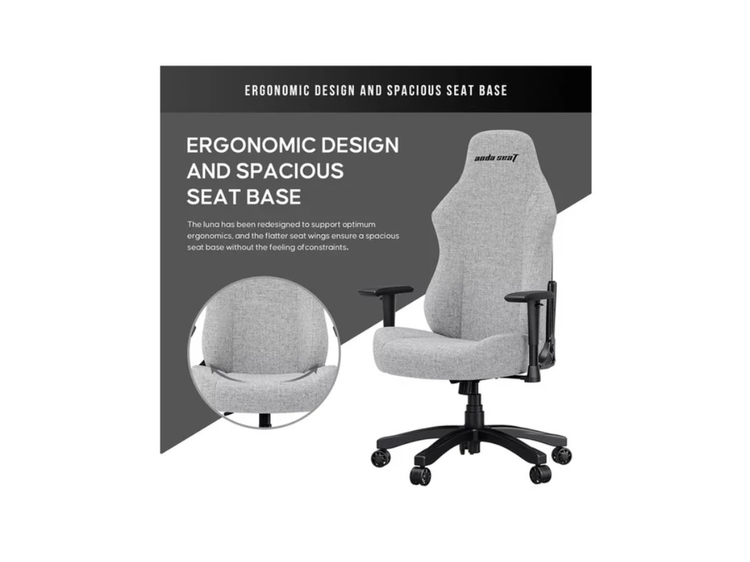 AndaSeat LUNA Large Gaming Chair - Premium Grey, Ergonomic, Adjustable