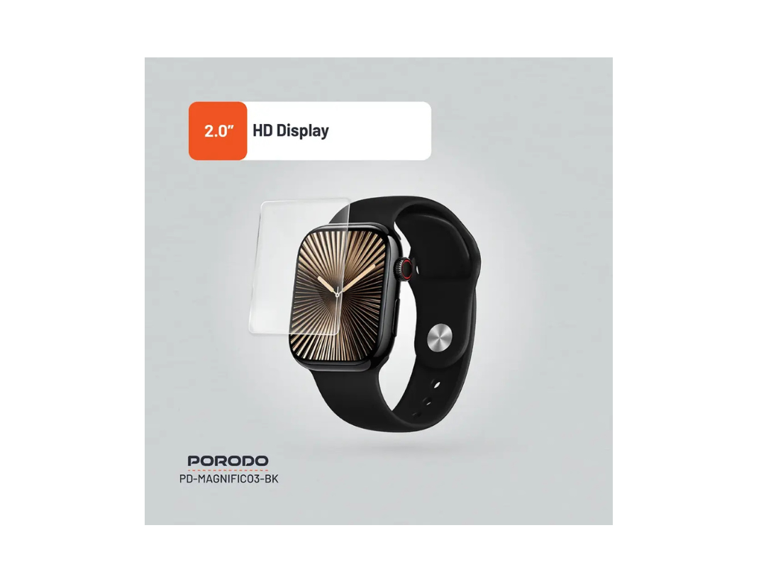 Porodo Magnifico 3 Smart Watch - Black | Bluetooth & Fitness Tracking