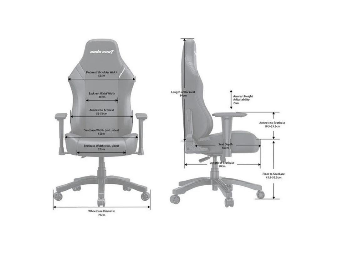 AndaSeat LUNA Large Gaming Chair - Premium Grey, Ergonomic, Adjustable