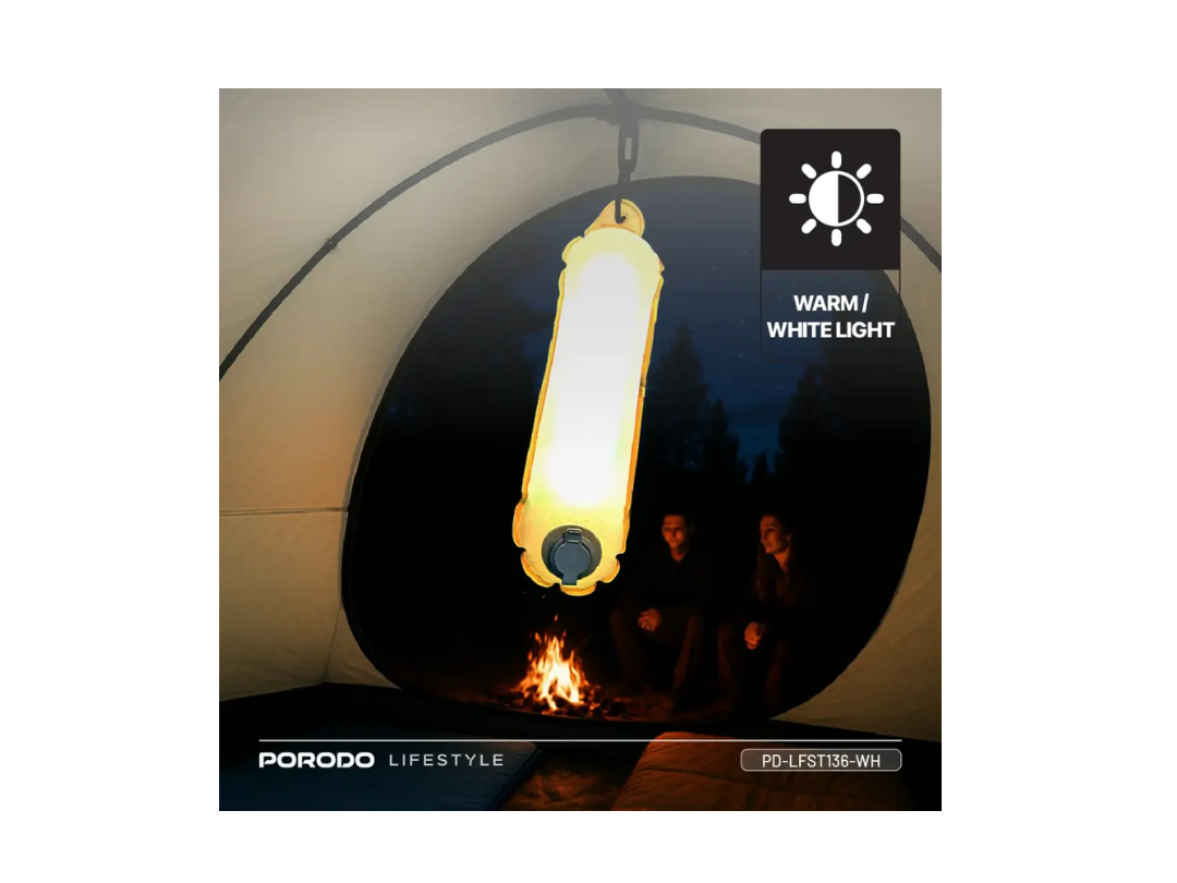 Porodo Lifestyle Inflatable IP66 120LM Outdoor Magnetic Camping Tube Light 2000mAh With Air Pump White (PD-LFST136-WH) Porodo Lifestyle Inflatable IP66 120LM Outdoor Magnetic Camping Tube Light 2000mAh With Air Pump White (PD-LFST136-WH)
