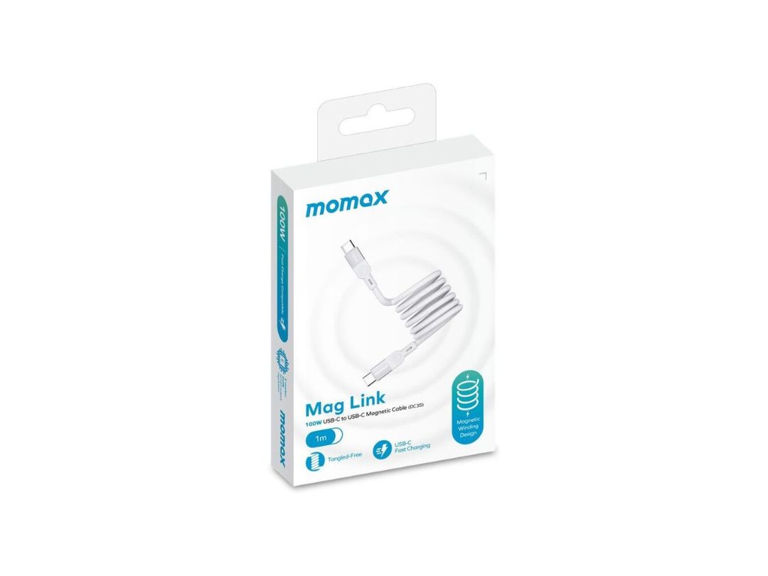 Buy Momax Elite Mag Link 100W USB-C to USB-C Magnetic Cable 1m in Qatar