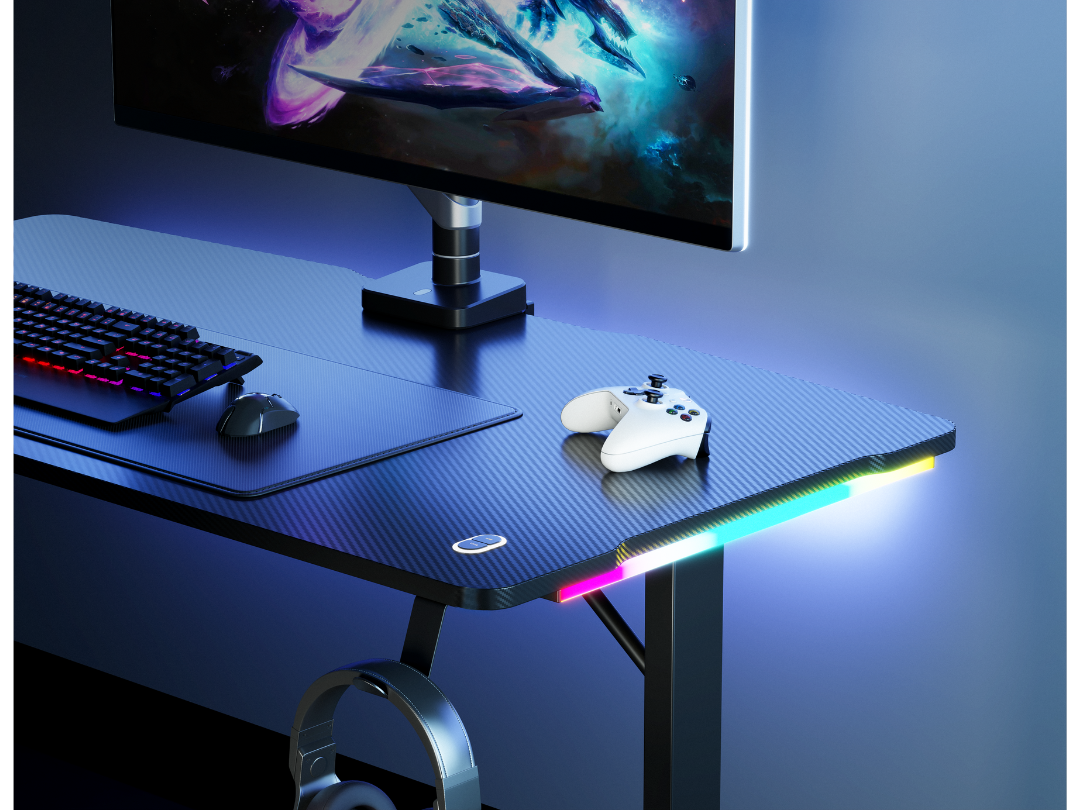 Lumi GMD11E-1 Heavy-Duty RGB Gaming Desk | 100 kg Support | Qatar