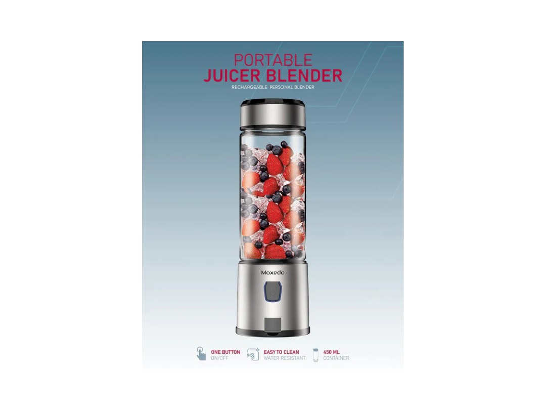 Moxedo Portable Juicer Blender - USB Rechargeable, 15oz, Black