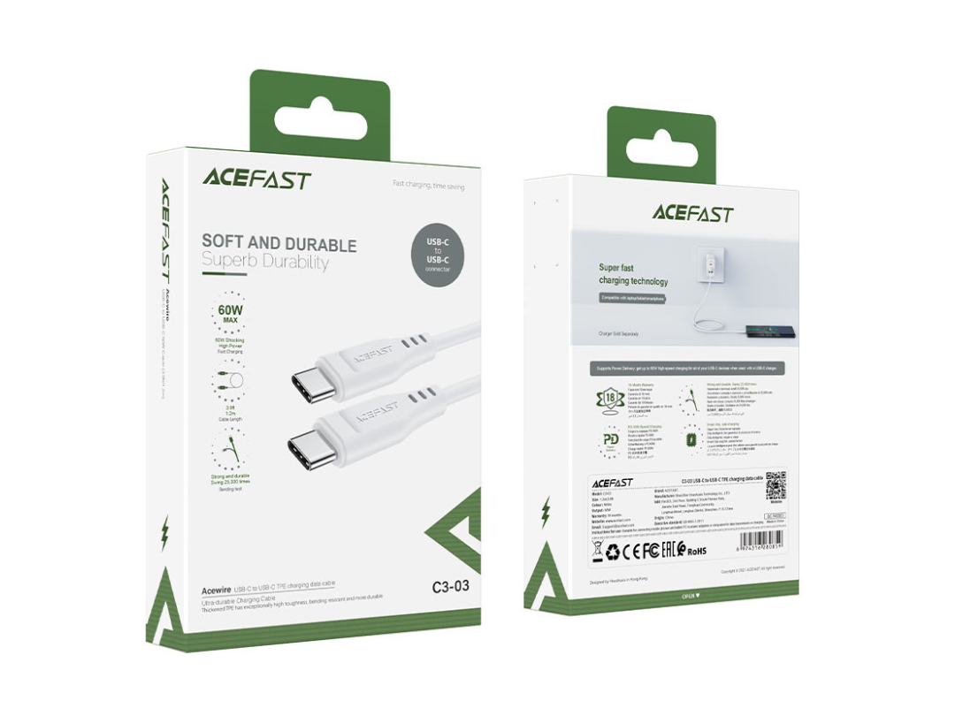 ACEFAST C3-03 USB-C to USB-C Charging Cable - Fast Charging, 1.2m