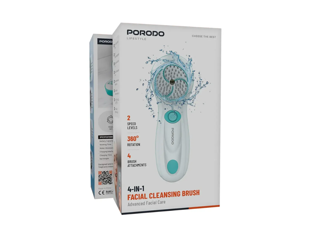 Buy Porodo 4-in-1 Facial Cleansing Brush – White | in Qatar 