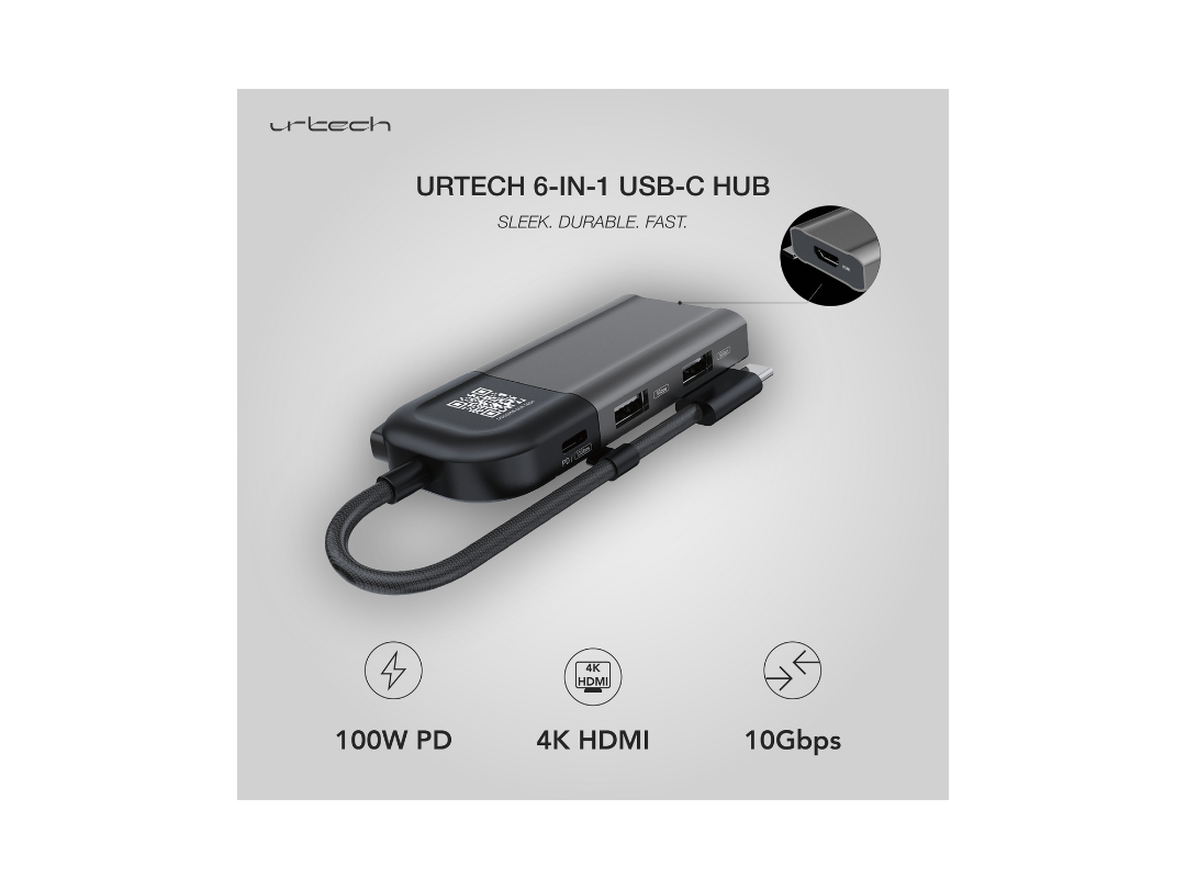 Buy URTECH 6-in-1 USB-C Hub | 4K HDMI + Privacy Switch | in Qatar ...