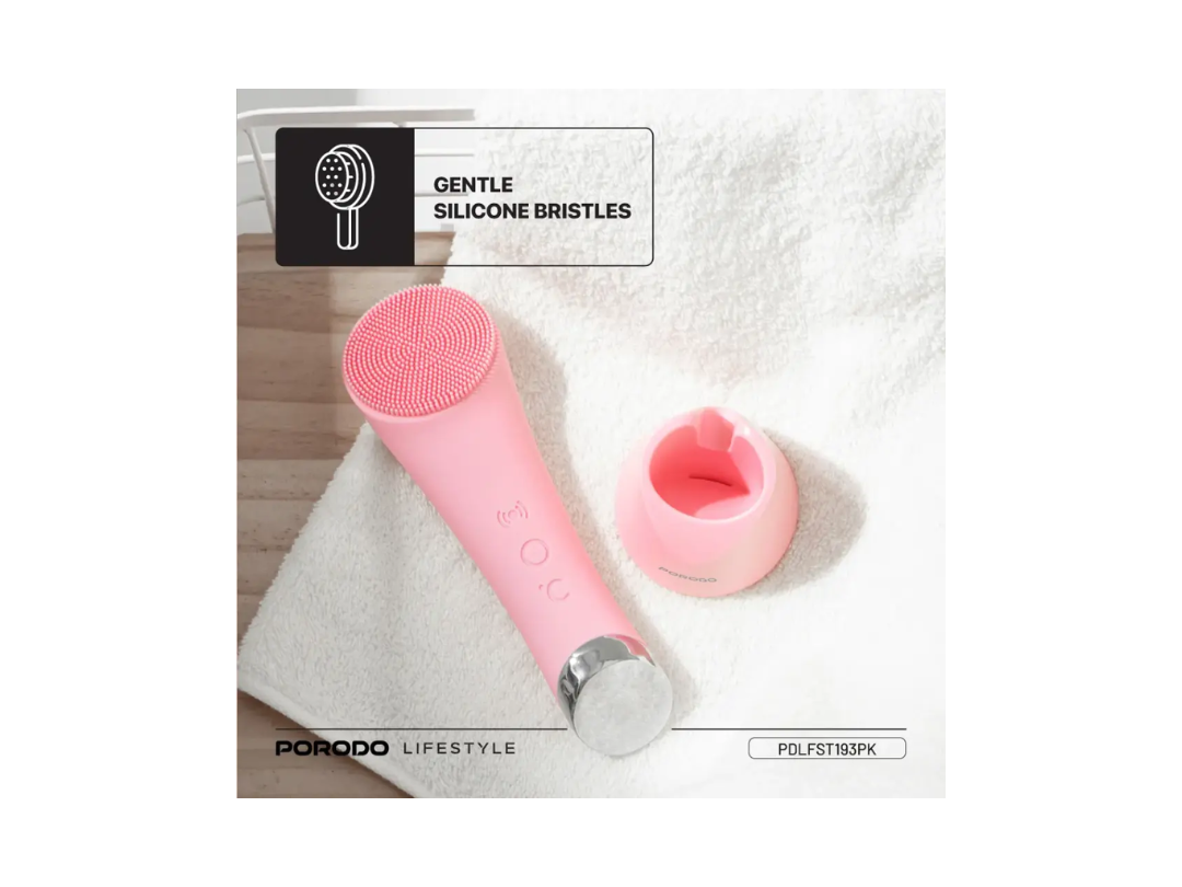 Buy Porodo Sonic Vibration Facial Cleansing Brush – Pink | in Qatar 