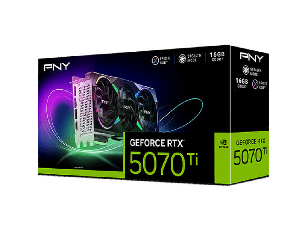 Buy PNY RTX 5070 Ti EPIC-X OC 16GB GDDR7 – ARGB Triple-Fan GPU in Qatar