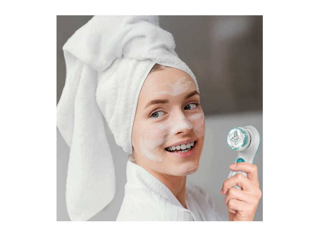 Buy Porodo 4-in-1 Facial Cleansing Brush – White | in Qatar 