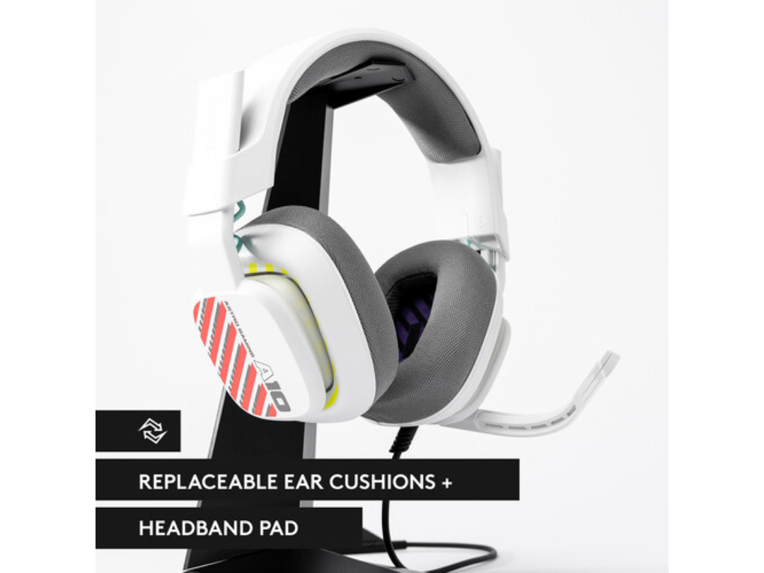 Logitech Astro A10 Gen 2 PlayStation Challenger Wired Gaming Headset, Detachable 3.5mm Cable, White | 939-002062