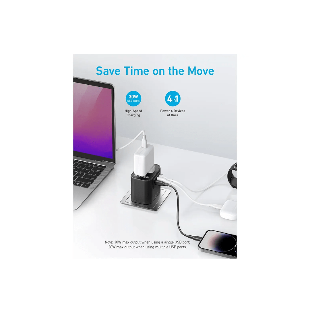 Anker PowerExtend Travel Adapter 30W With USB C Charger - Black in Qatar