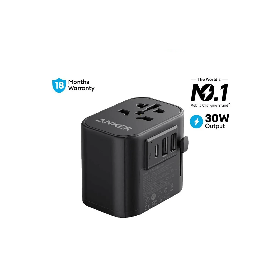 Anker PowerExtend Travel Adapter 30W With USB C Charger - Black in Qatar