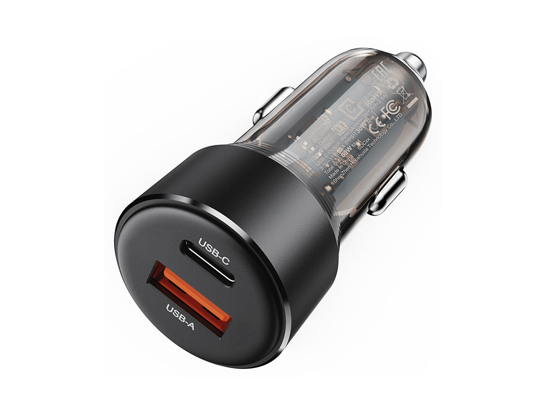 Acefast Fast Charge B12 60W (1xUSB-C + 1xUSB-A) Car Charger in Qatar
