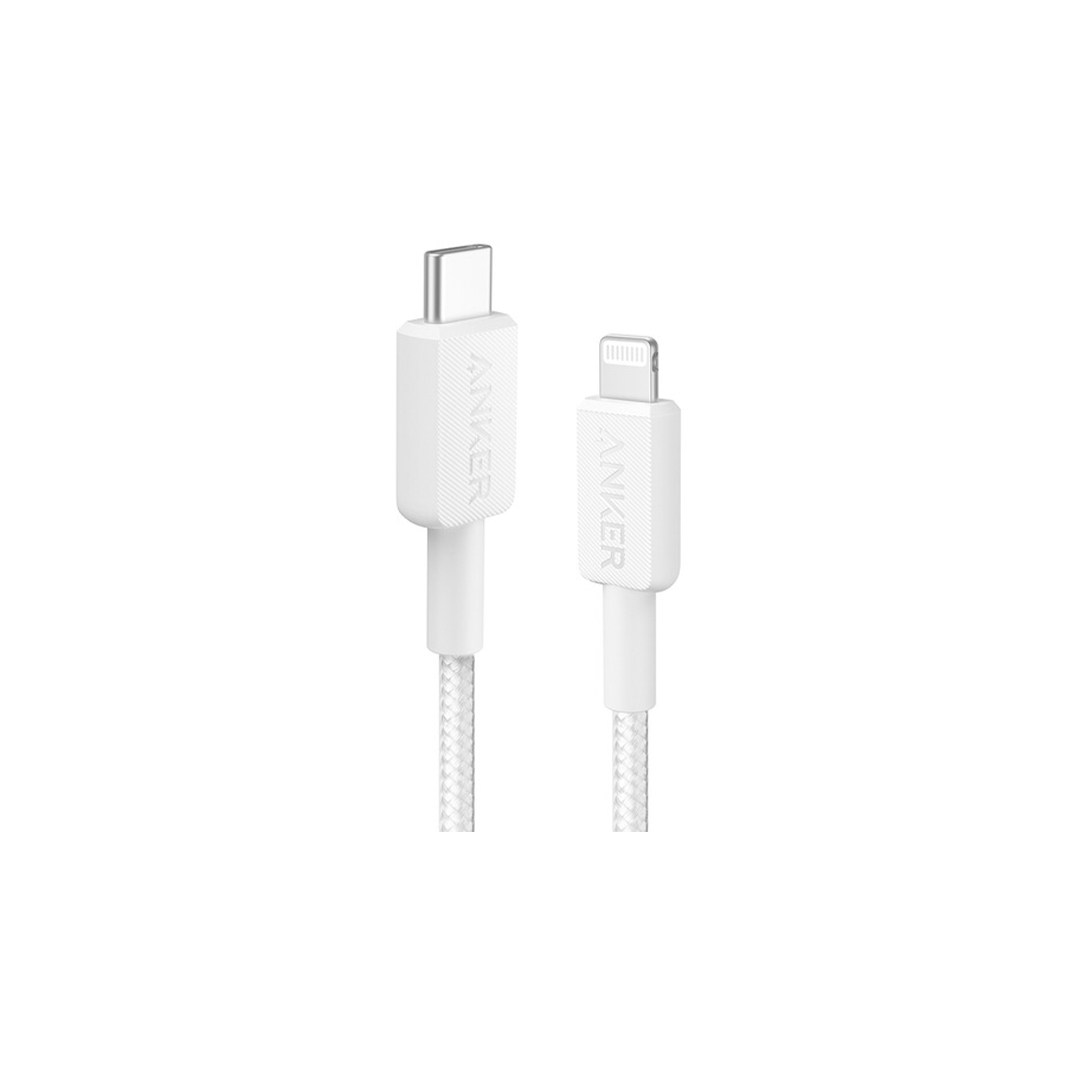 Anker 322 USB-C to Lightning Cable, Braided, 6FT - White