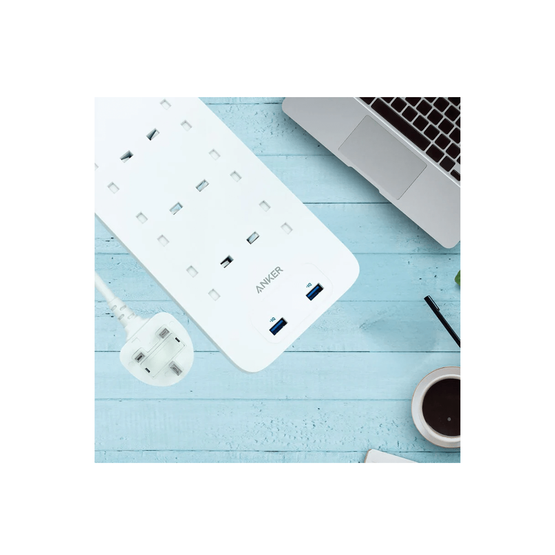 Anker 342 USB 10-in-1 8 Outlets 2 Ports 2A Power Extend Strip in Qatar