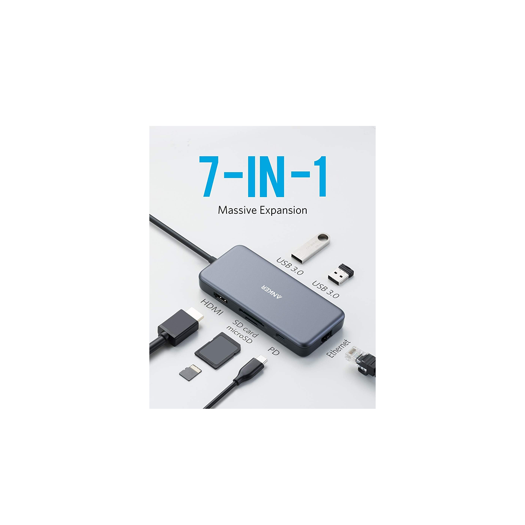 Anker A8352HA1 USB C Hub Adapter, PowerExpand+ 7-in-1 USB C Hub
