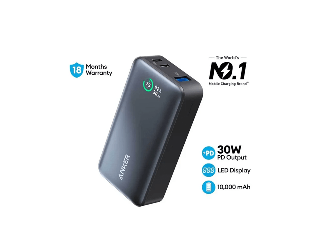 Anker Power Bank 533 PowerCore 30W PD 10000mAh Portable Charger - Black in Qatar