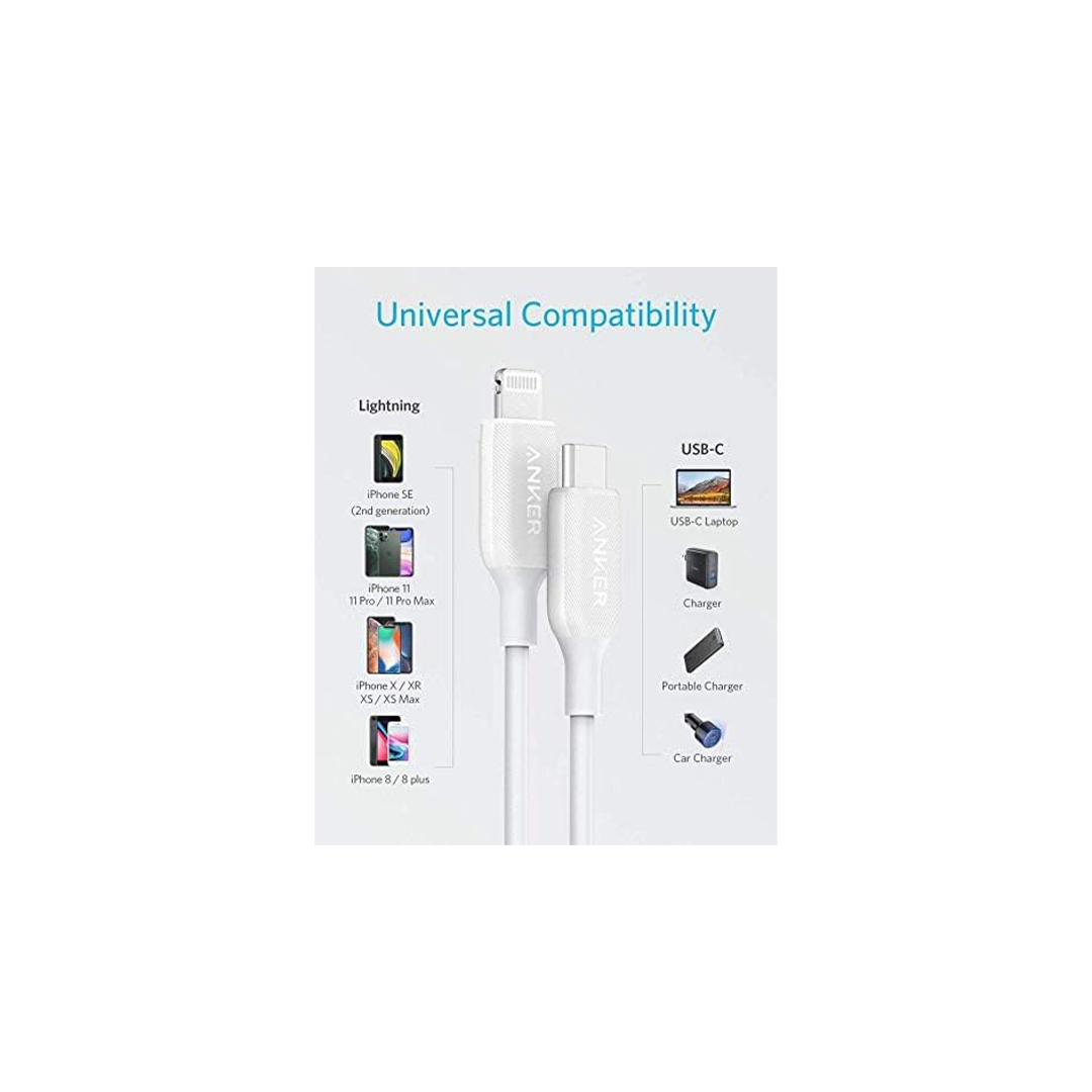 Anker PowerLine III USB-C to Lightning Cable (0.9m/3ft) – White