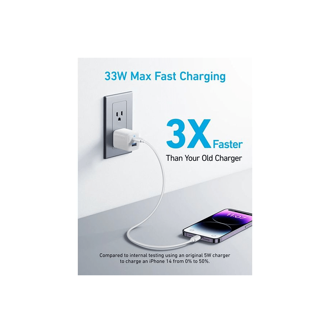 Anker USB C 323 Charger 33W Compact 2-Port Charger - White in Qatar