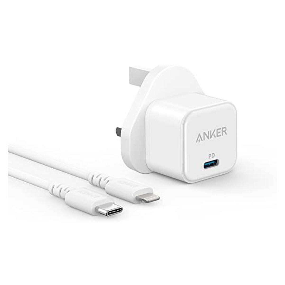 Anker Powerport III Cube Adapter With Type C to Lighting Cable - White in Qatar