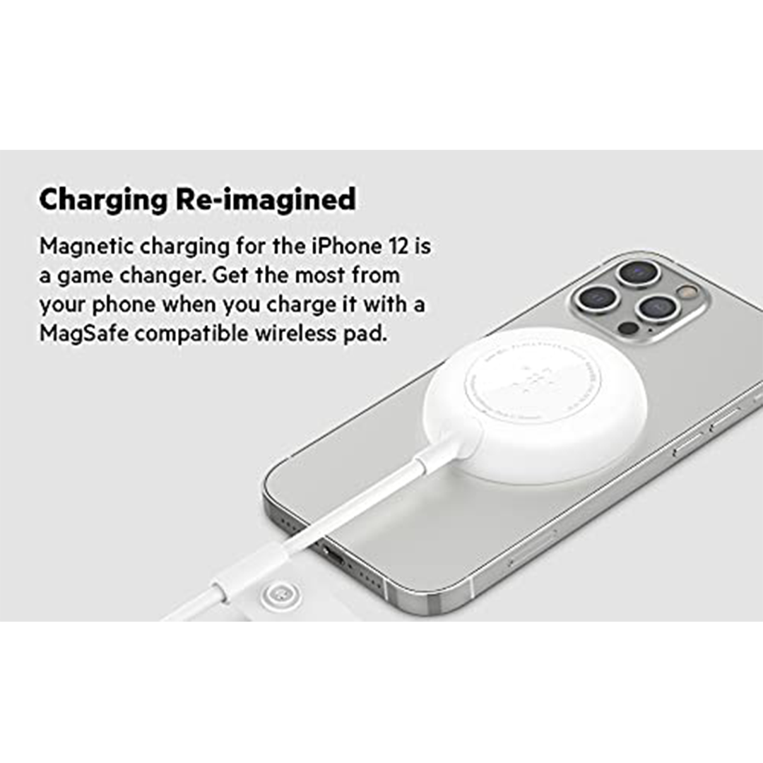 Belkin Magnetic MagSafe Compatible Fast Wireless Charging pad (for iPhone, AirPods Pro and AirPods with Wireless Charging Case) - White in Qatar