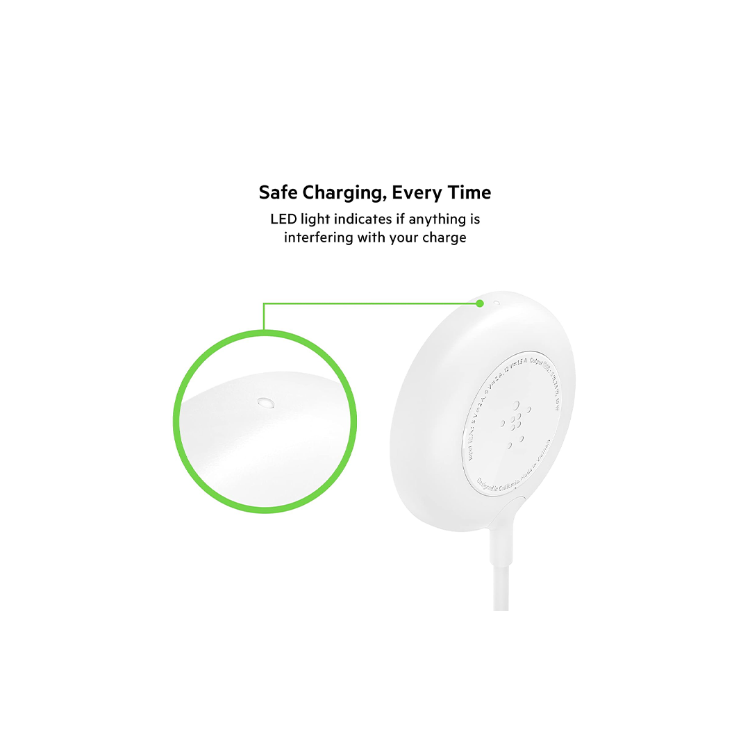 Belkin Magnetic MagSafe Compatible Fast Wireless Charging pad (for iPhone, AirPods Pro and AirPods with Wireless Charging Case) - White in Qatar