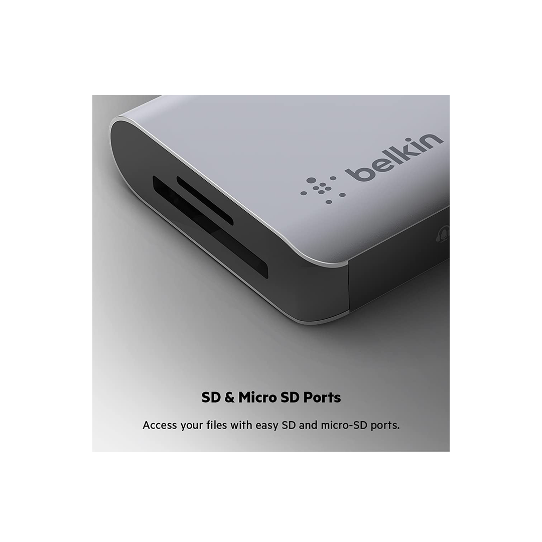 Belkin USB C Hub, 7-in-1 MultiPort Adapter Dock with 4K HDMI, USB-C 100W PD Pass-Through Charging, 2 x USB A, 3.5mm Audio, SD 3.0 Slot and Micro SD 3.0 for MacBook Pro, Air, iPad Pro, XPS and More in Qatar