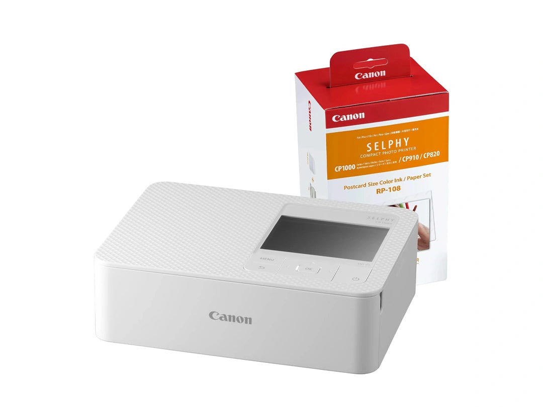 Canon SELPHY CP1500 Wireless Photo Printer - White + RP-108 Ink Paper Set in Qatar