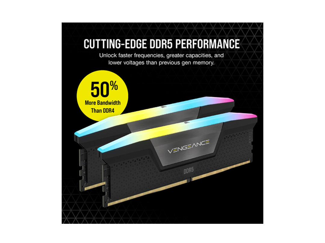 Corsair 64GB VENGEANCE RGB DDR5 6000MT/s DIMM Memory Kit (2 x 32GB) in Qatar