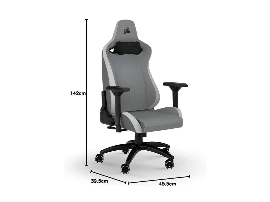 Corsair TC200 Gaming Chair - Soft Fabric – Light Grey/White in Qatar