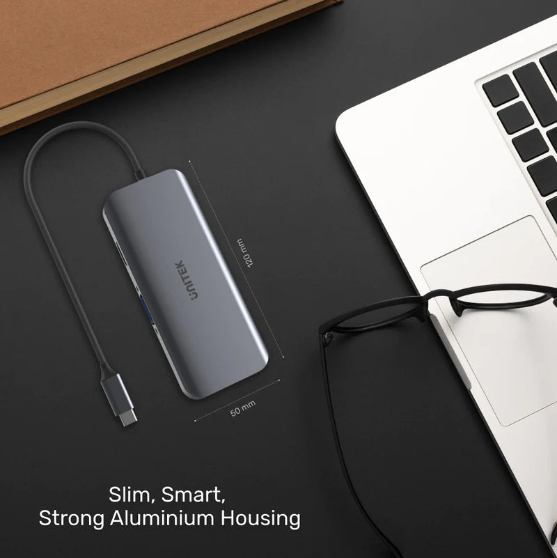 موزع إيثرنت 9 في 1 من Unitek D1026B uHUB N9+ USB-C مع شاشة مزدوجة، وتوصيل طاقة 100 واط، وقارئ بطاقات مزدوج موزع إيثرنت 9 في 1 من Unitek D1026B uHUB N9+ USB-C مع شاشة مزدوجة، وتوصيل طاقة 100 واط، وقارئ بطاقات مزدوج