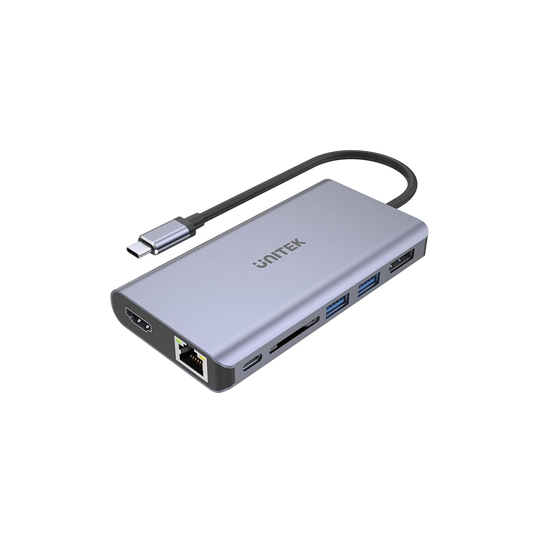 Unitek uHUB S7+ 7-in-1 USB-C Ethernet Hub with MST Dual Monitor, 100W Power Delivery and Card Reader