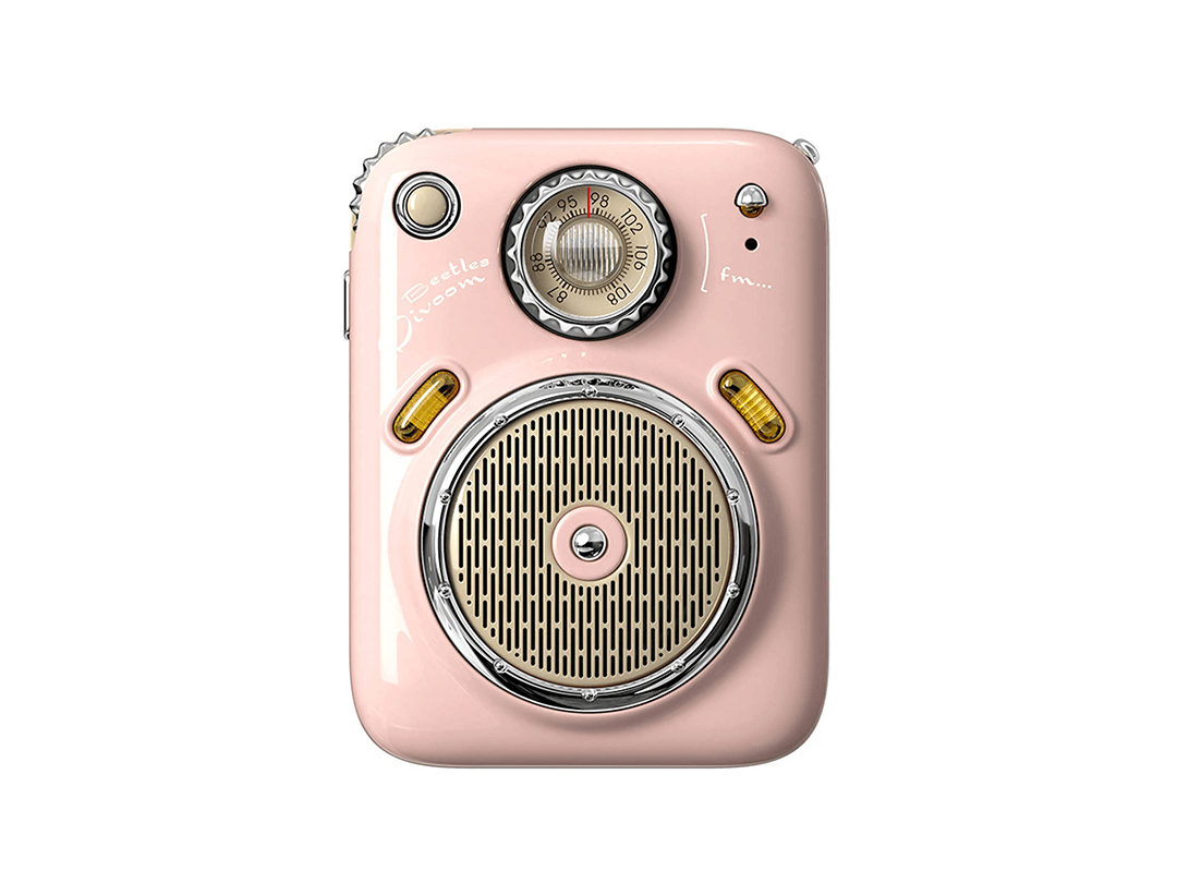 Divoom Beetles Mini Bluetooth Speaker with FM Radio,Cute Portable Outdoor Wireless Speaker - Pink in Qatar