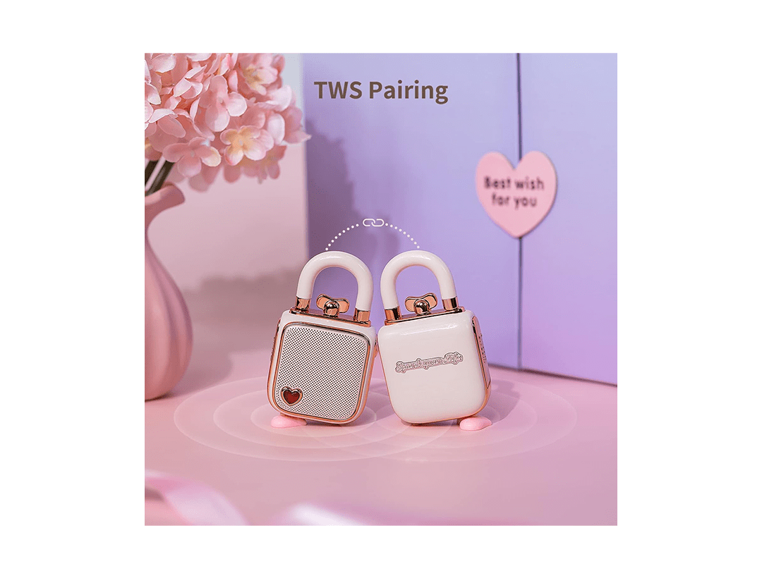 Divoom Love-Lock Bluetooth Speaker, Small Portable Music Box - Pink in Qatar